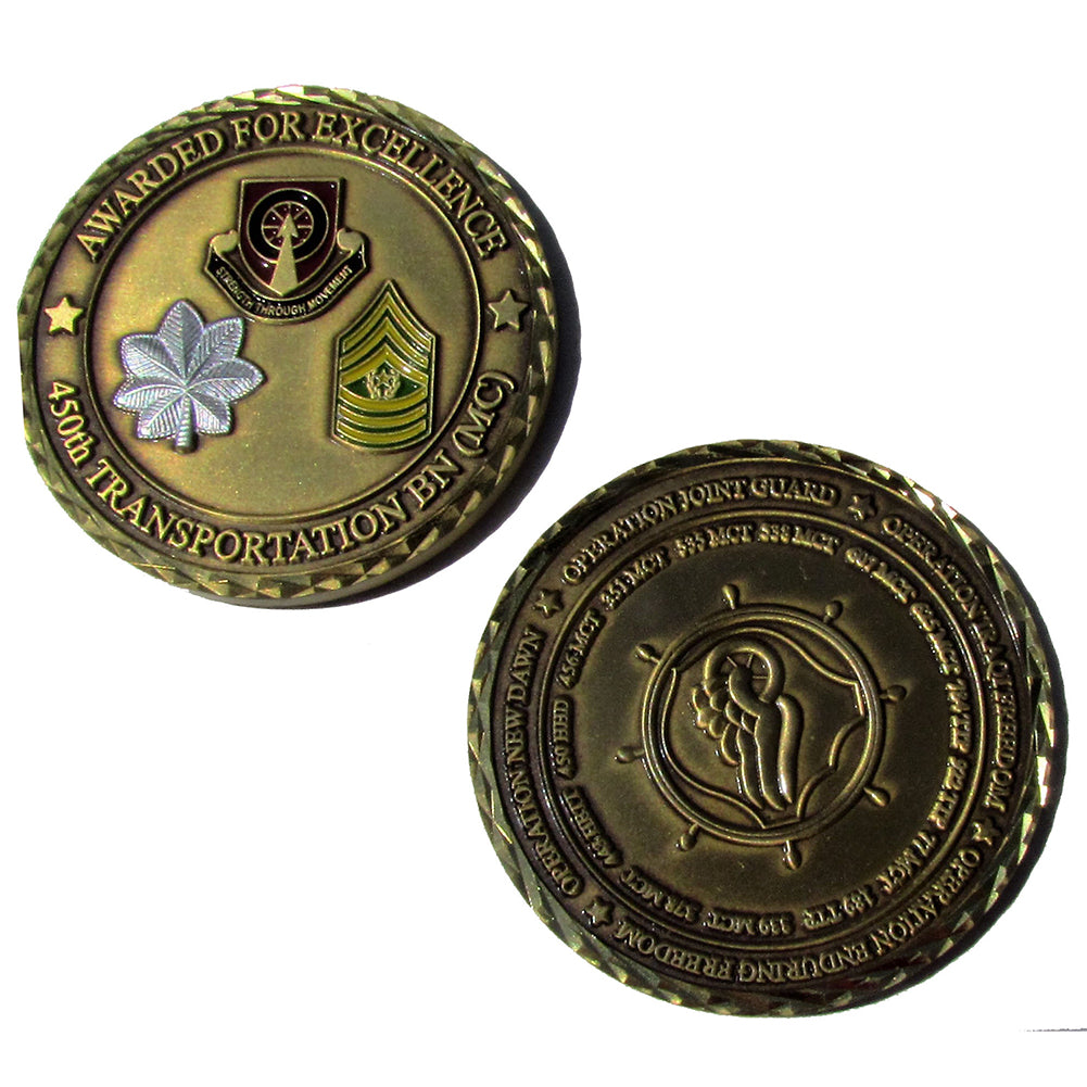 Awarded for Excellence 450th Transportation Bn (MC) Challenge Coin