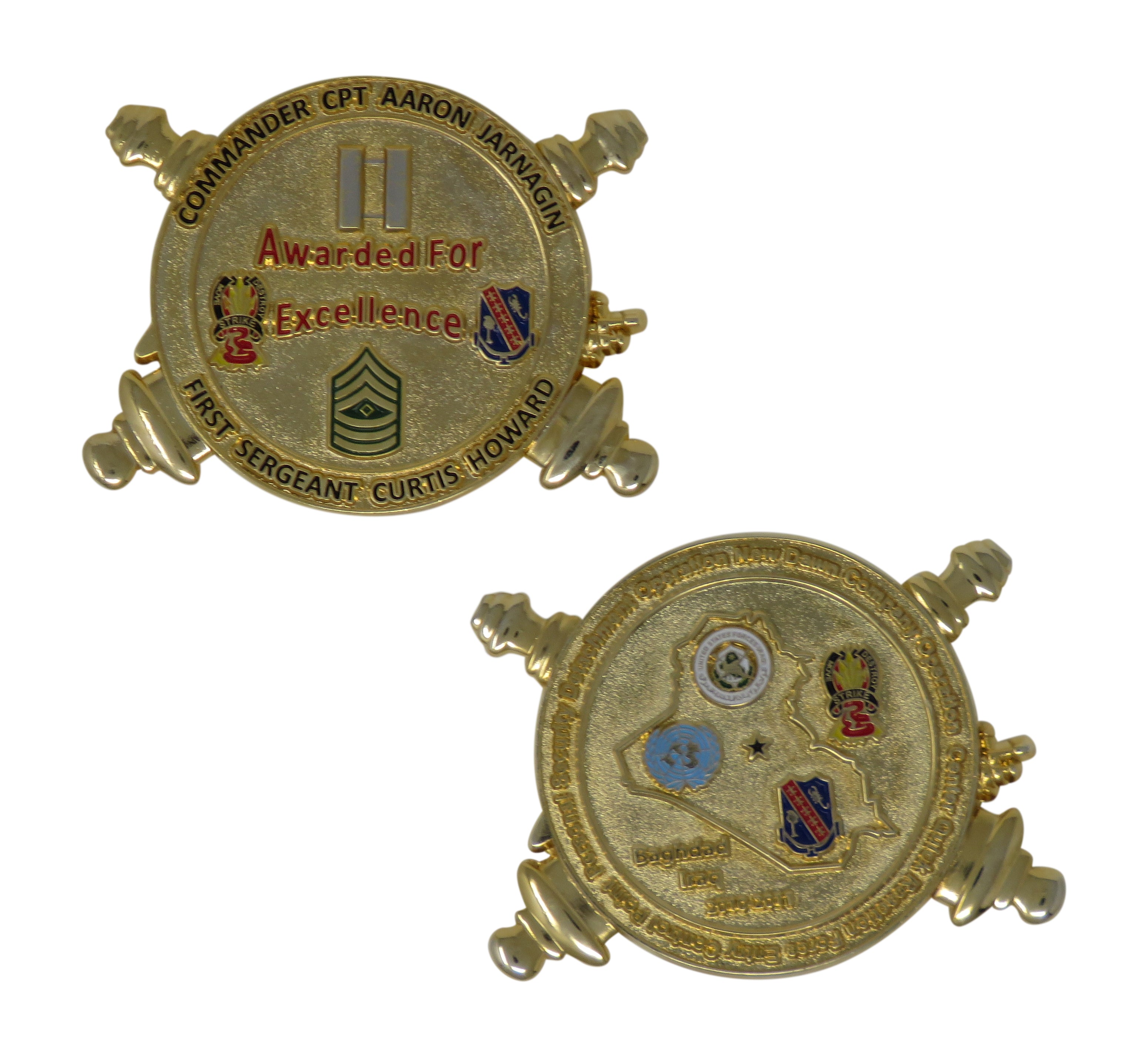 US Army Commander CPT Aaron Jarnagin FS.Curtis Howard Challenge Coin