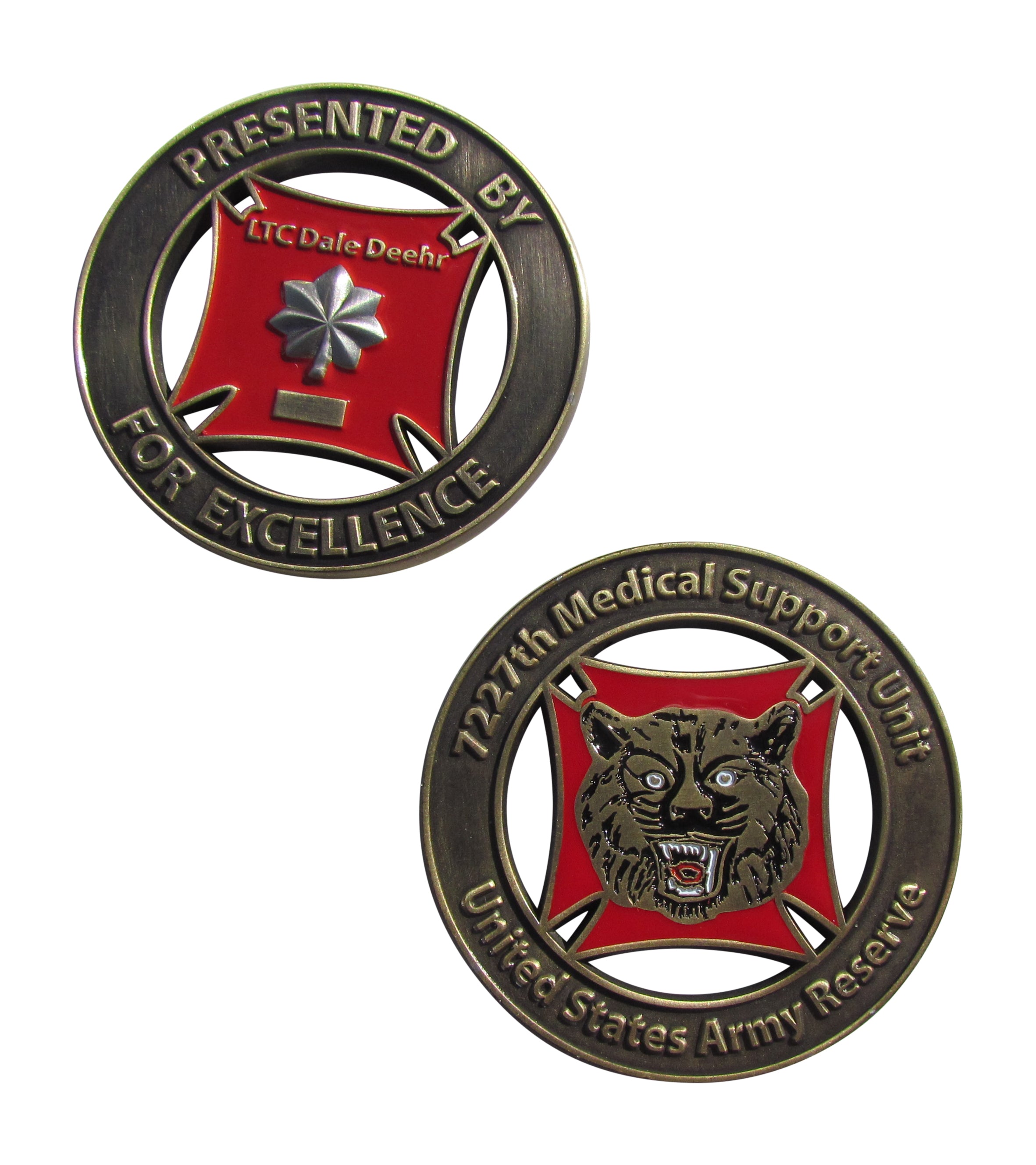 US Army 7227th Medical Support Unit Presented for Excellence Challenge Coin