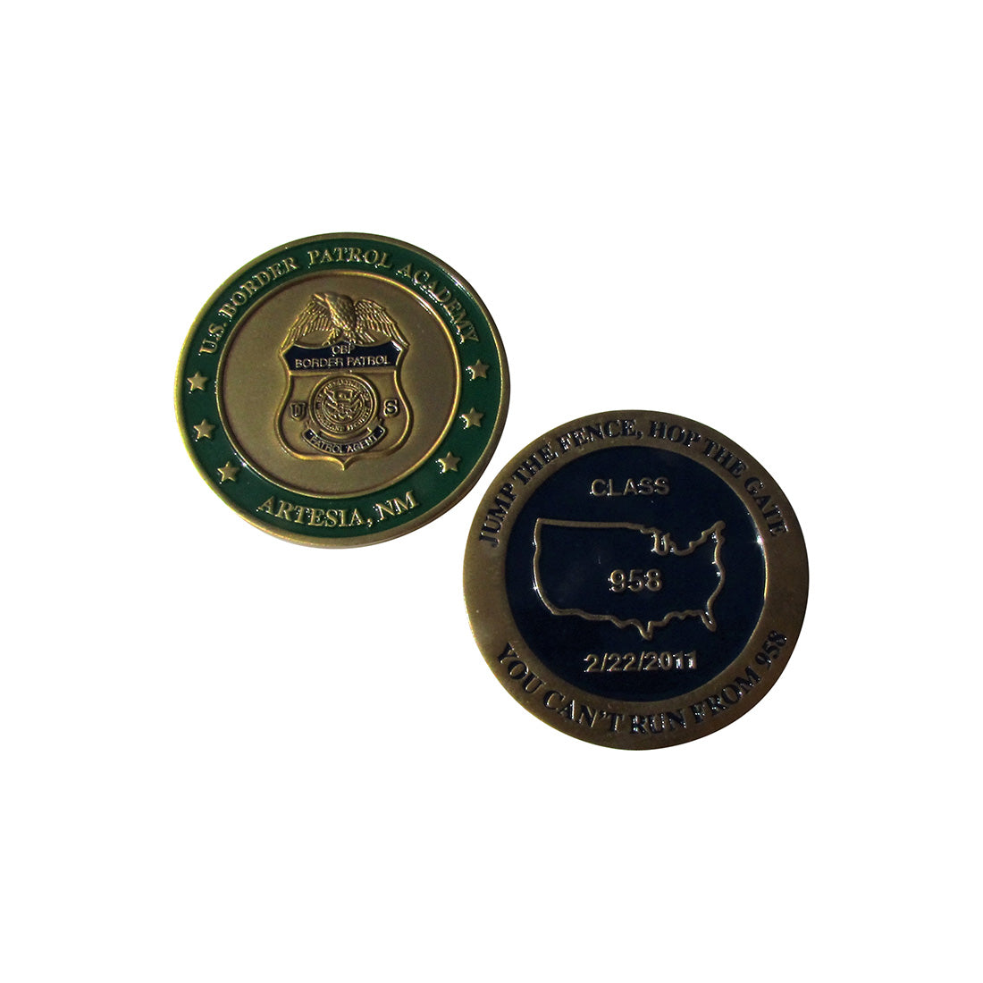 Class 958 U.S  Border Patrol  Academy 2 22 2011 Challenge Coin