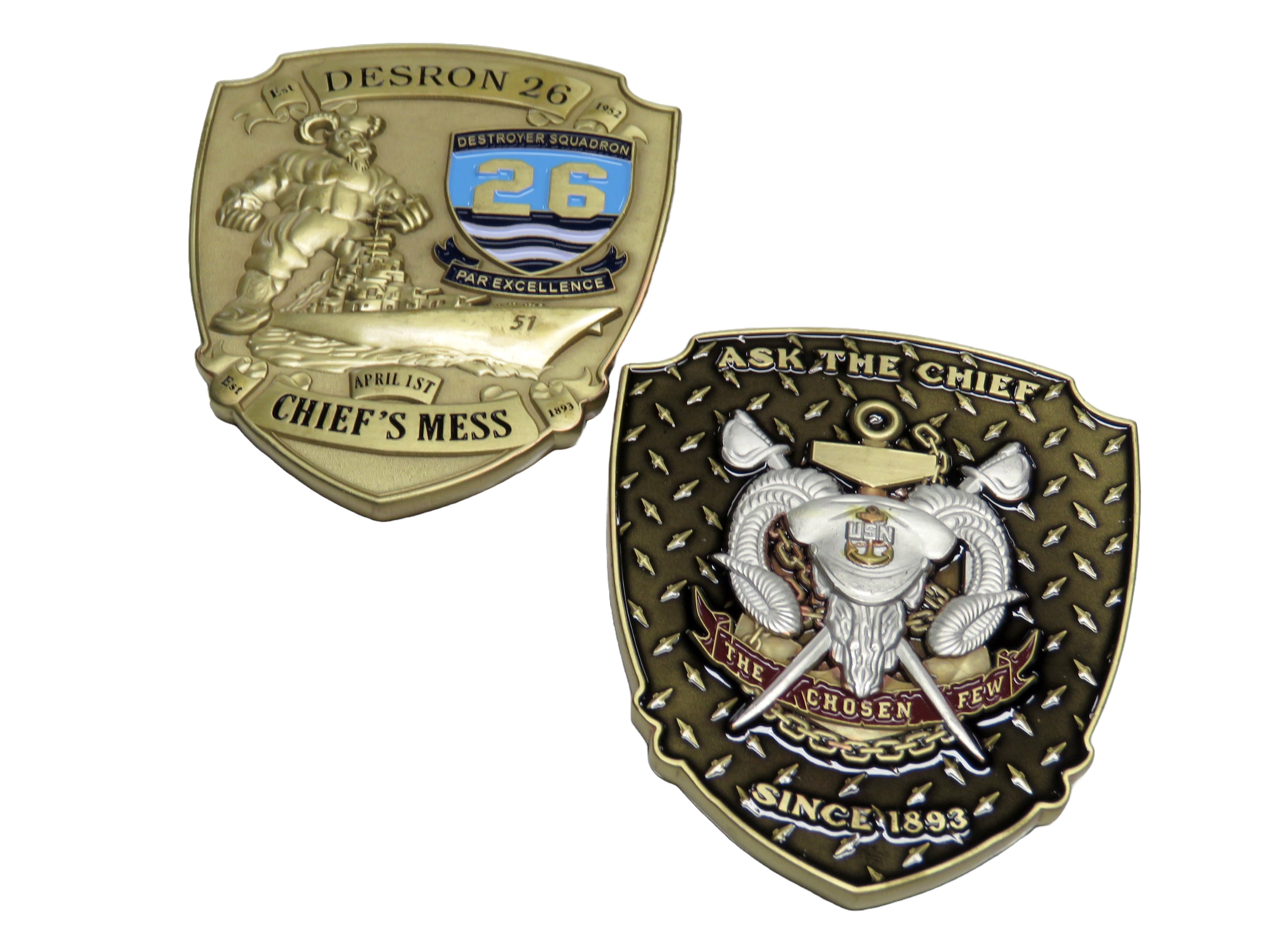 U.S. Navy DESRON 26 Chiefs Mess Challenge Coin