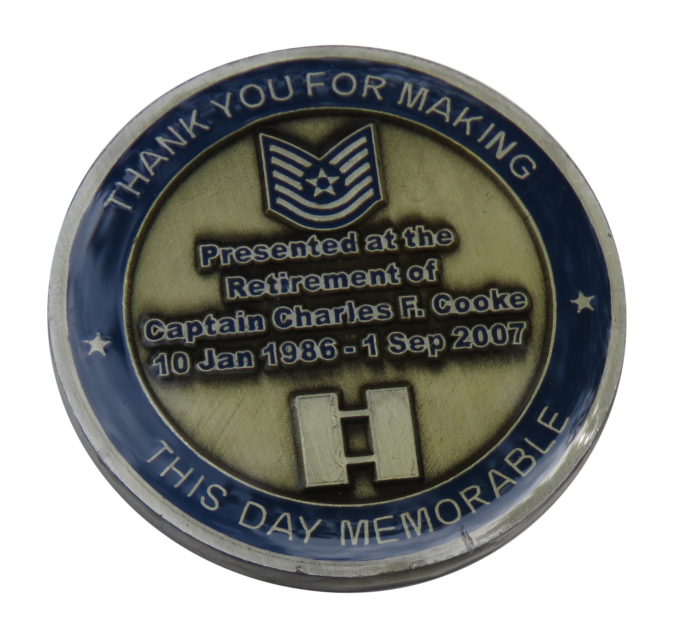 USAF Captain Charles F. Cook Retirement Challenge Coin