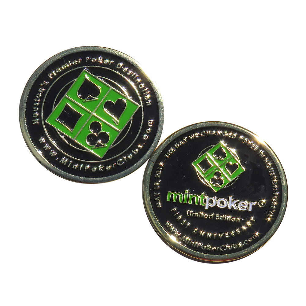 Mint Poker Club Houstones Premier Destination 1st Anniversary Challenge Coin