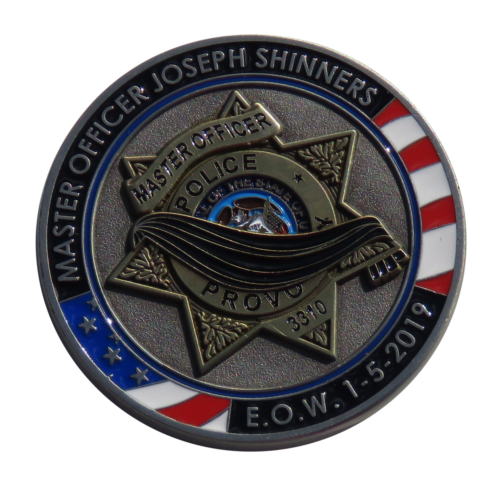 Provo Police Department Master Officer Joseph Shinners Challenge Coin
