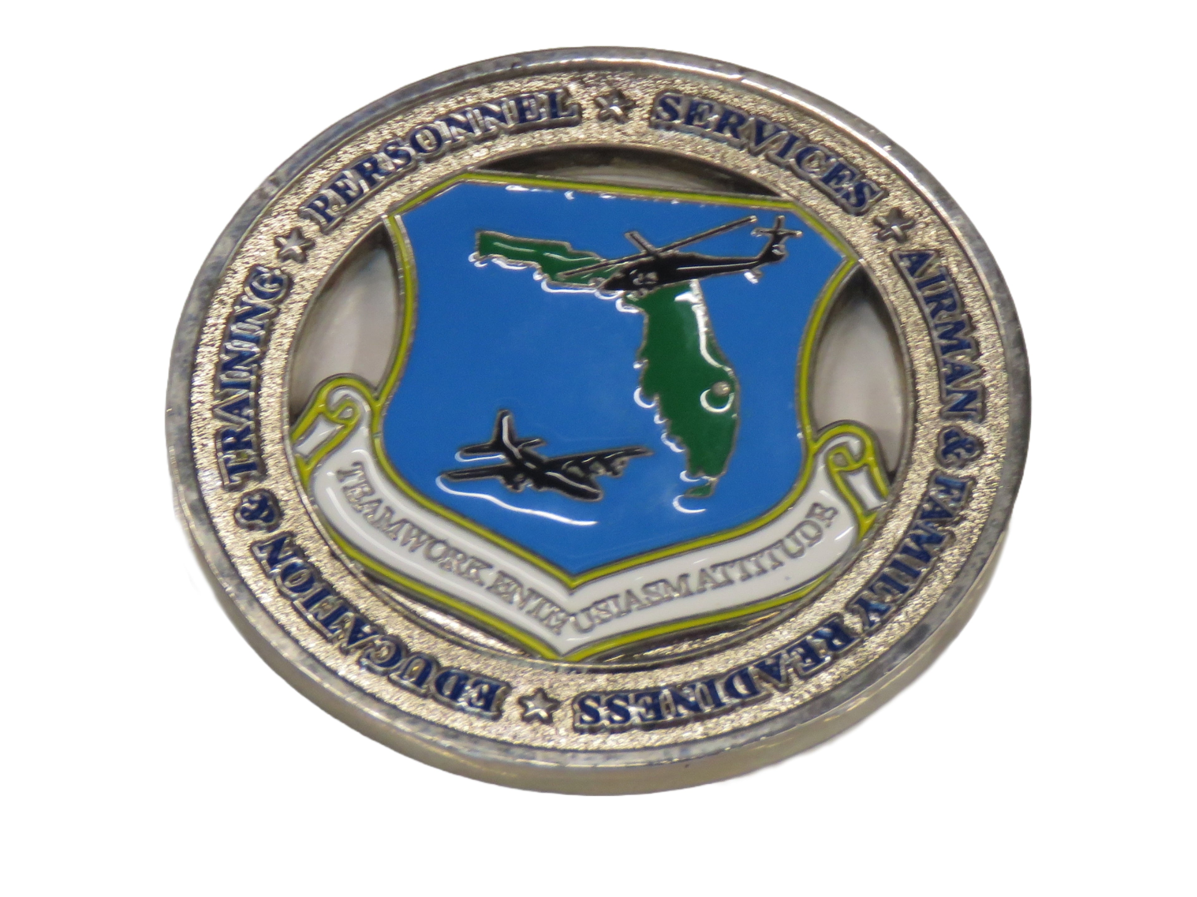 920th  Force Support Squadron Fl. Teamwork Enthusiasm Attitude Challenge Coin