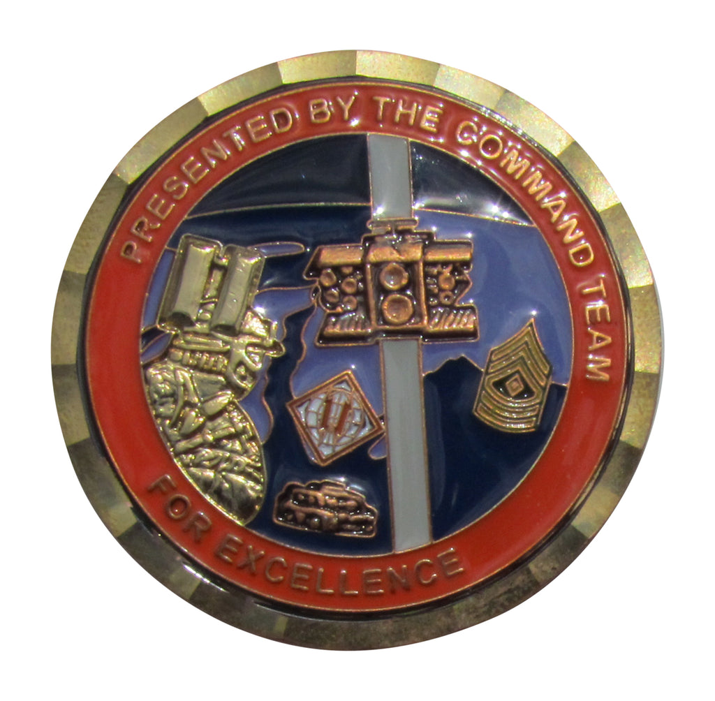 US Army 181st Signal Company Renegades Copper Goldtone Accent Challenge Coin