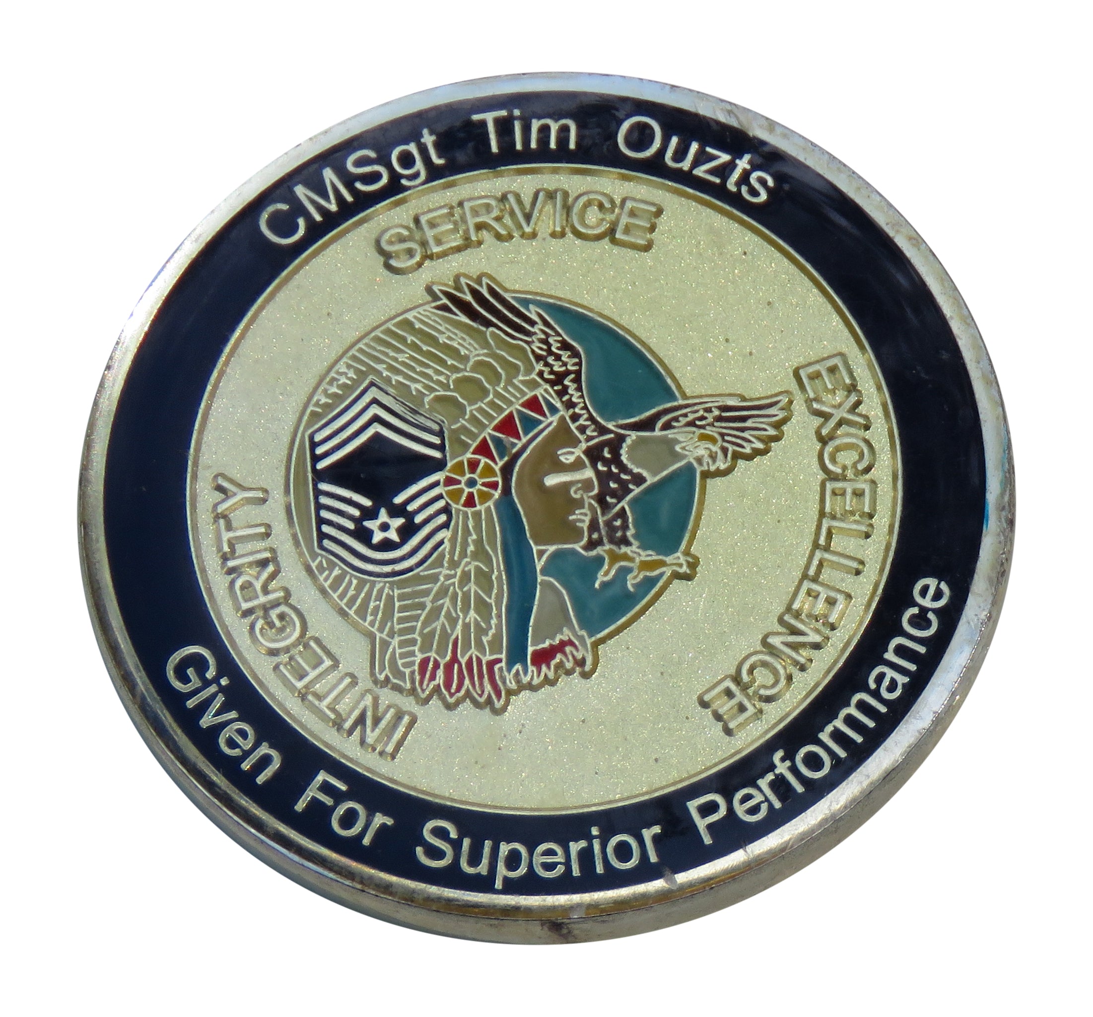 US Air Force CMSGT Tim Ouzts, Given For Superior Performance Challenge Coin