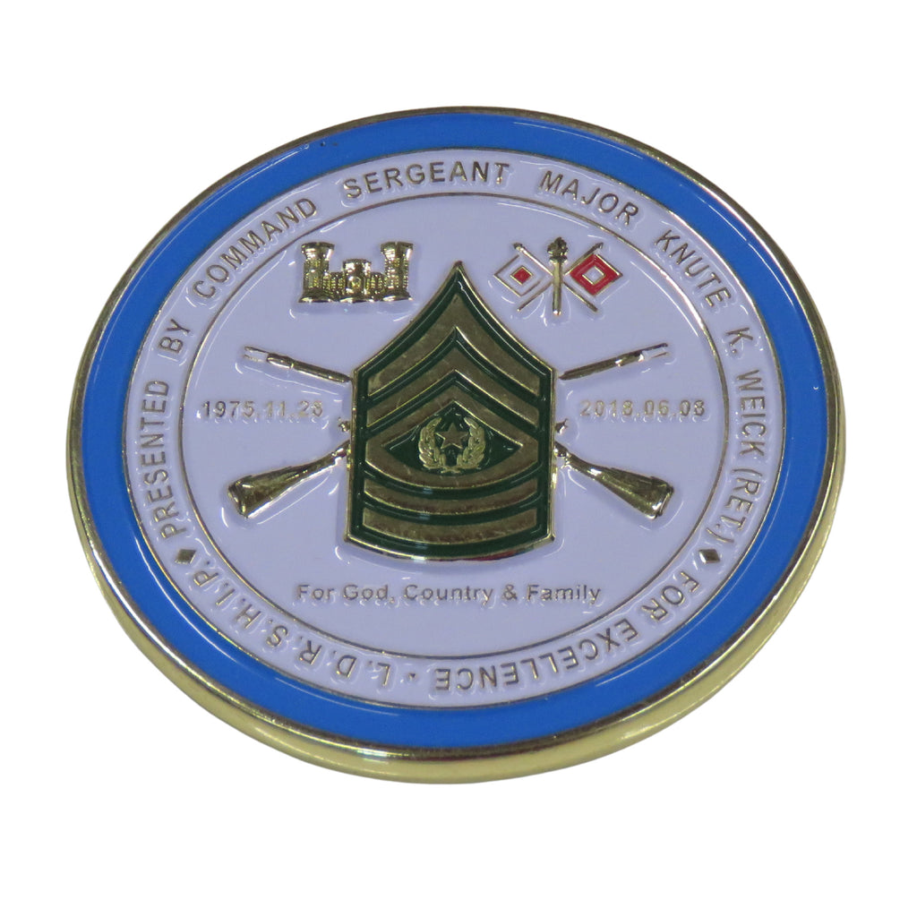 US Army Command Sergeant Major Knute K. Weick (Ret) U.S. Army Challenge Coin