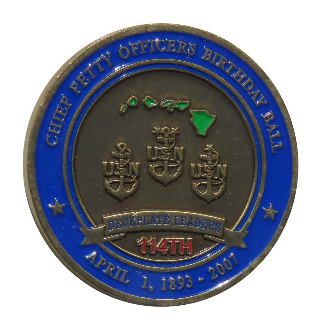 US Navy Chief Petty Officers 114th Birthday Ball 1893 -2007 Challenge Coin