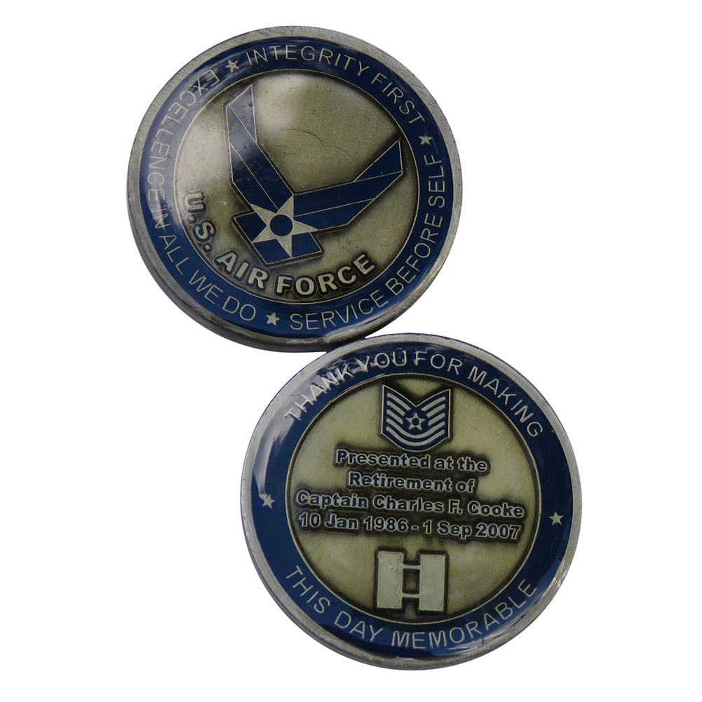US Air Force Captain Charles F. Cookie Retirement Challenge Coin