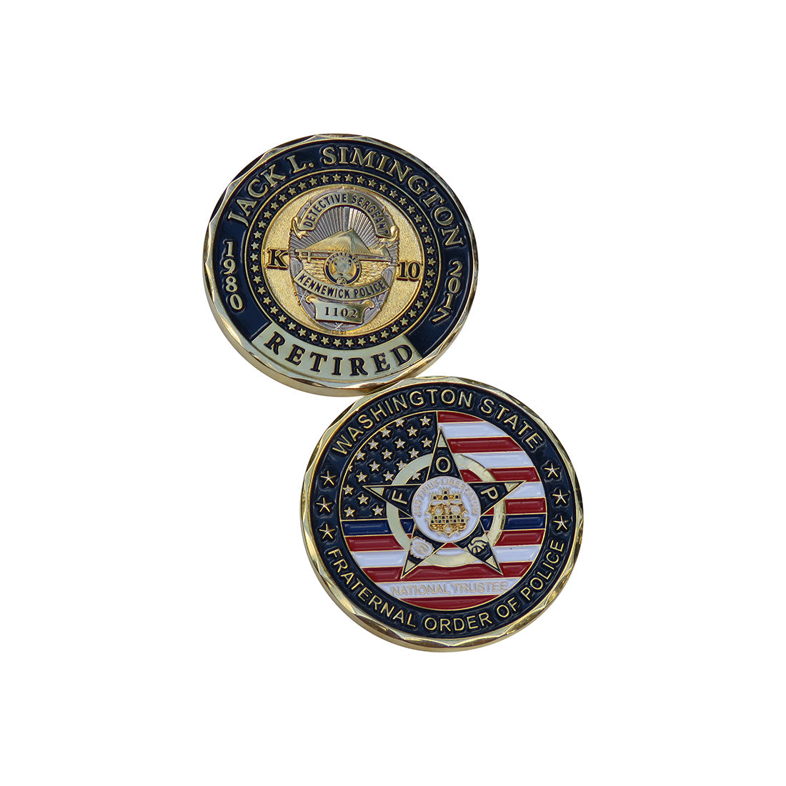 Washington State Order of Police Det. Sgt. Jack L.Simington 1980 Challenge Coin
