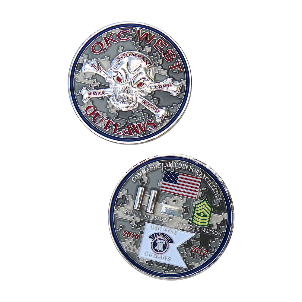 US Army Recruiting Company OKC West 2 CO Outlaws Command Team Challenge Coin
