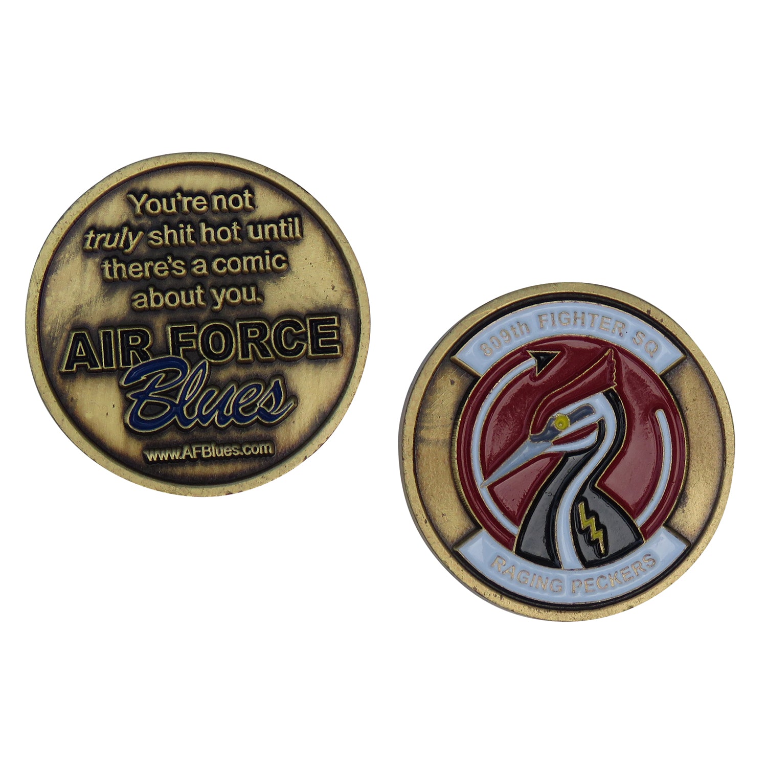 US Air Force 809th Fighter SQ, Raging Peckers Challenge Coin