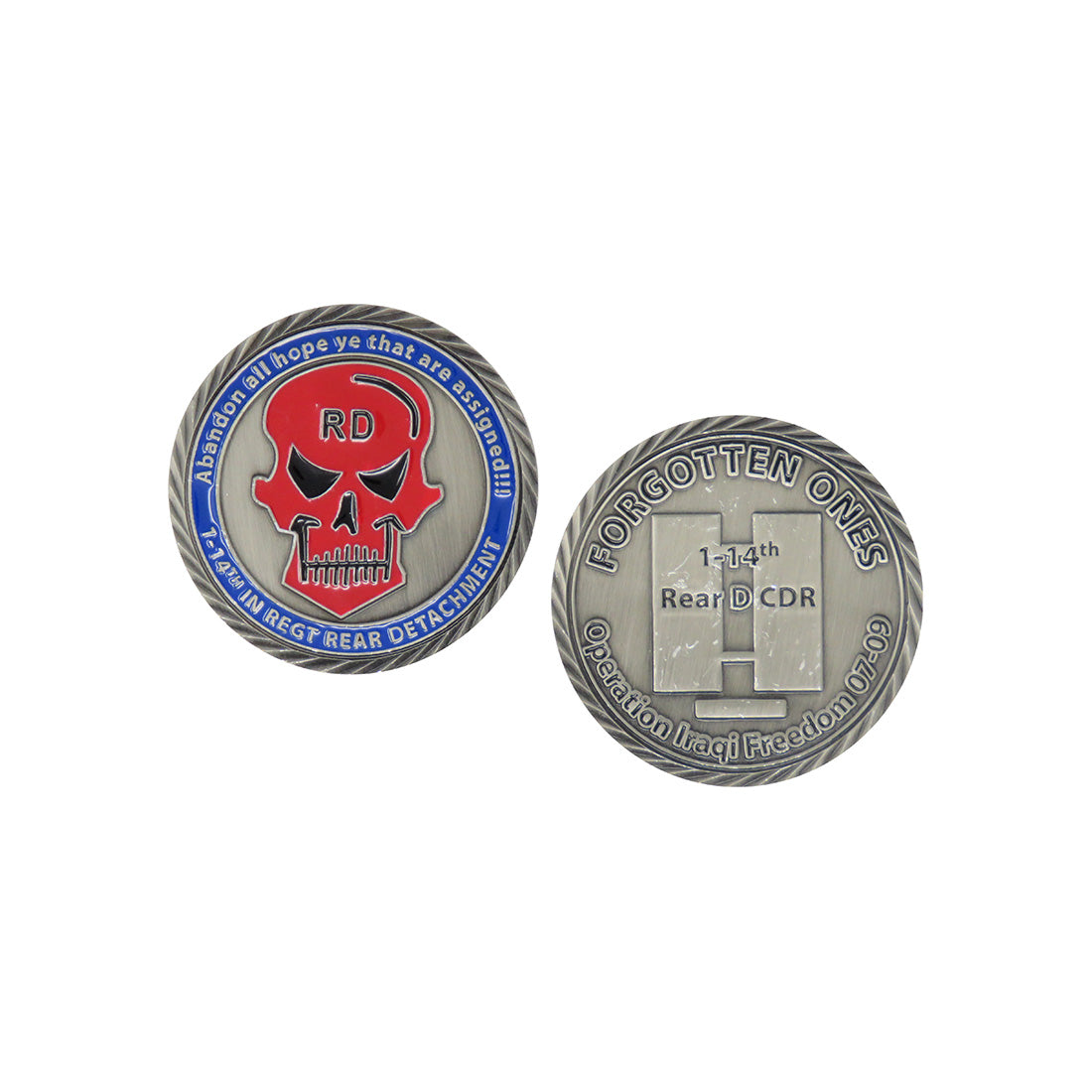 US Army 1-14th In Regt Rear Detachment Forgotten Ones OIF 07-09 Challenge Coin