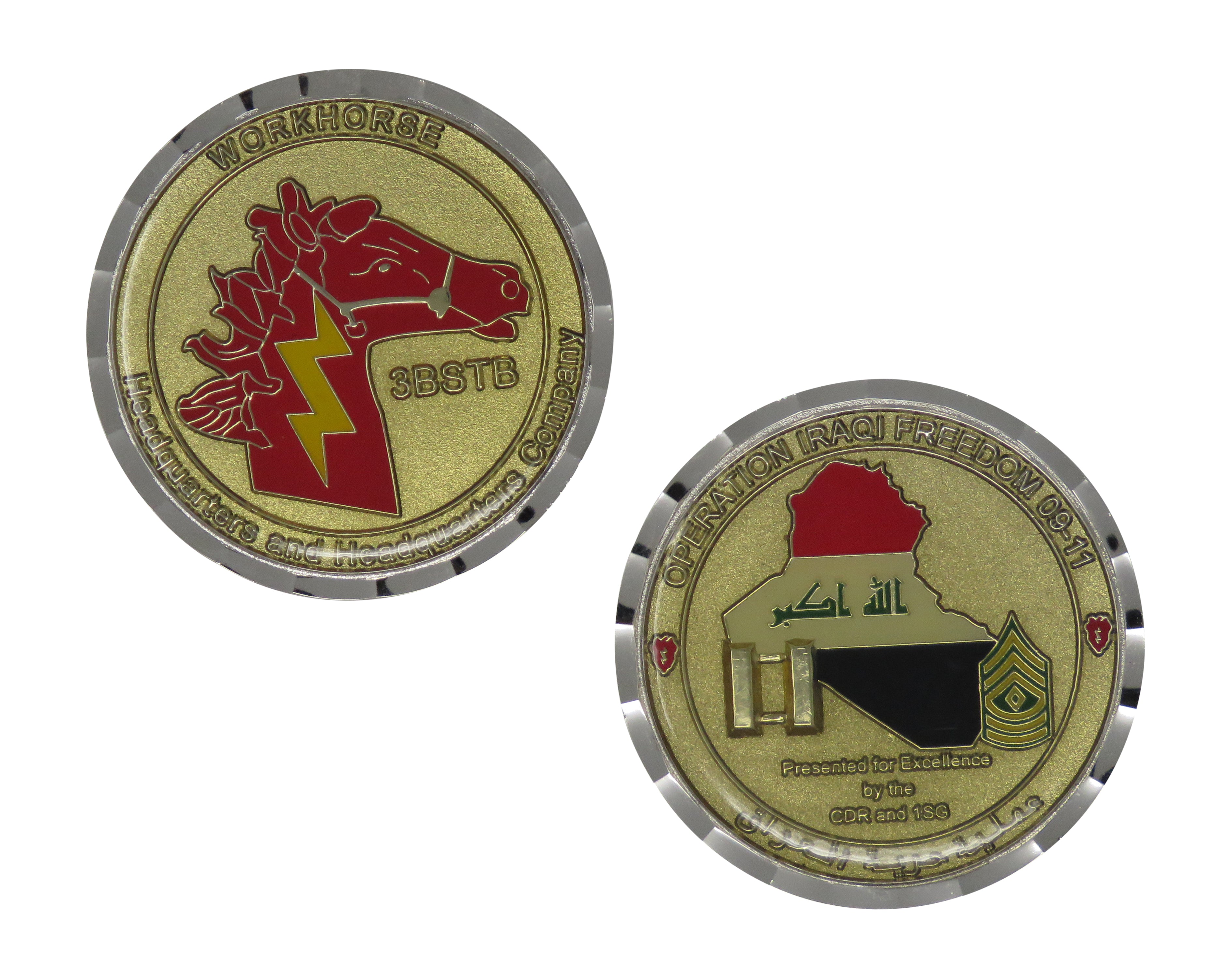 US Army HHC 3BSTB Workhouse OIF-09-11 Excellence Challenge Coin