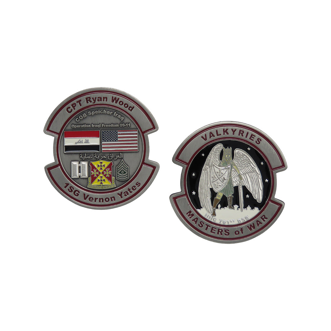 US Army CPT Ryan Wood 1SG Vernon Yates HHC 701st BSB Valkyries Challenge Coin