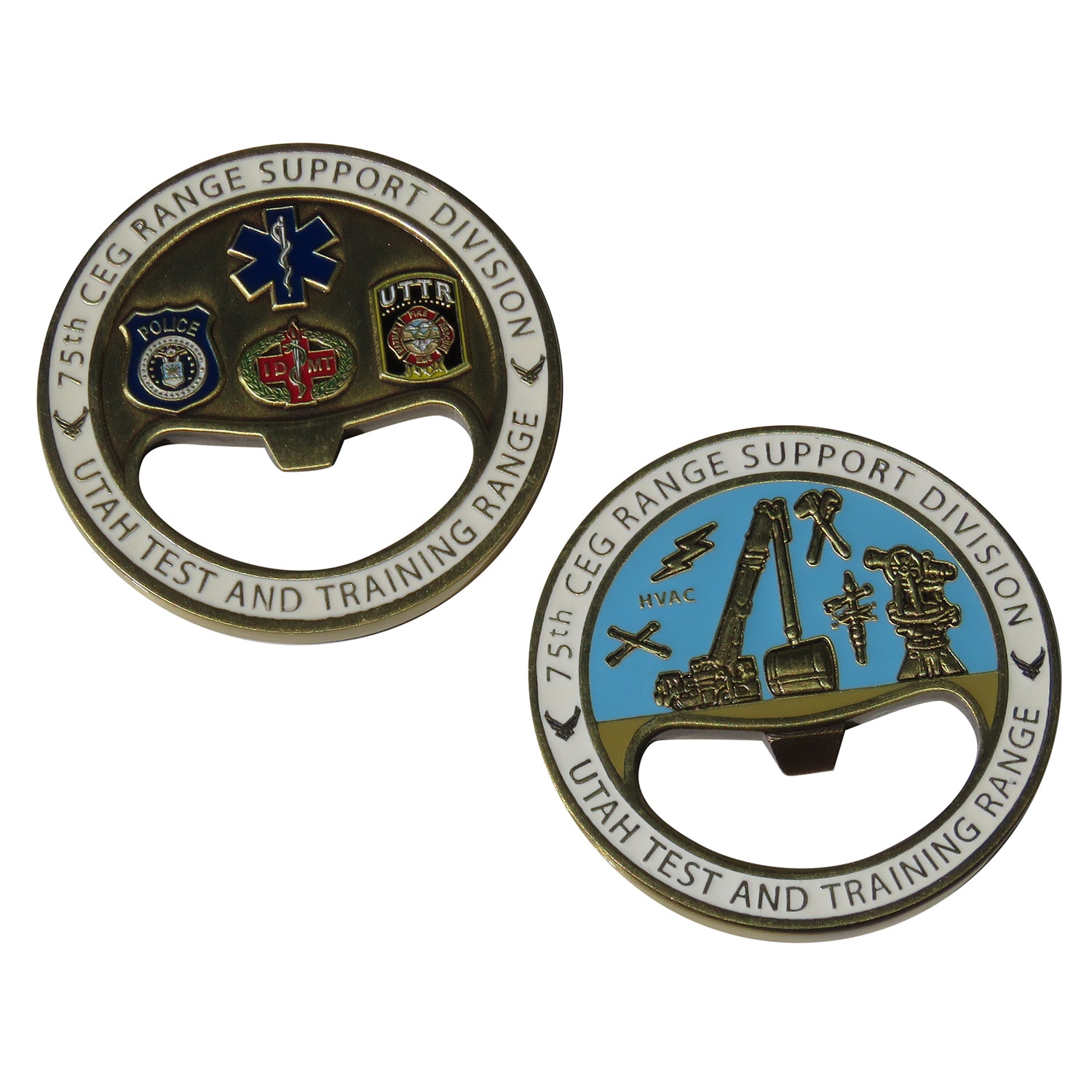 US Air Force 75th CEG Range Support Division Bottle Opener Challenge Coin