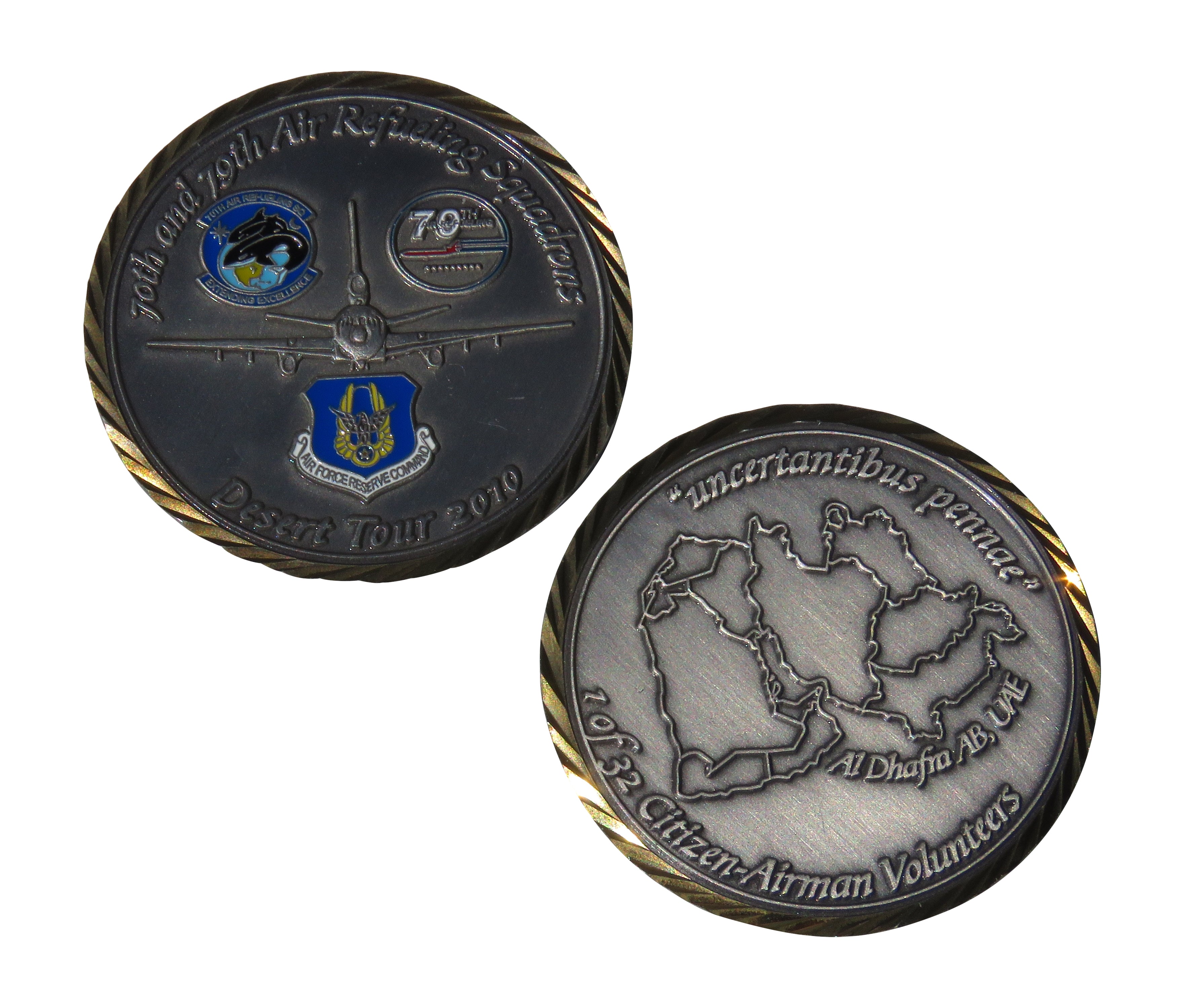 US Air Force 70th &79th Air Refueling Squadrons Desert Tour 2010 Challenge Coin