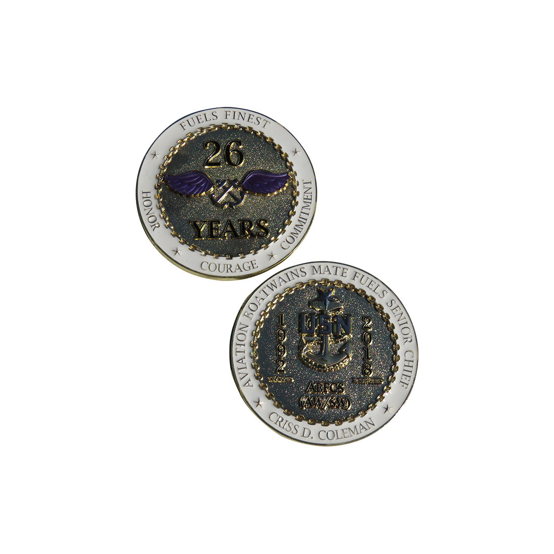 US Navy Fuels Finest 26 Years Honor Courage Commitment Challenge Coin