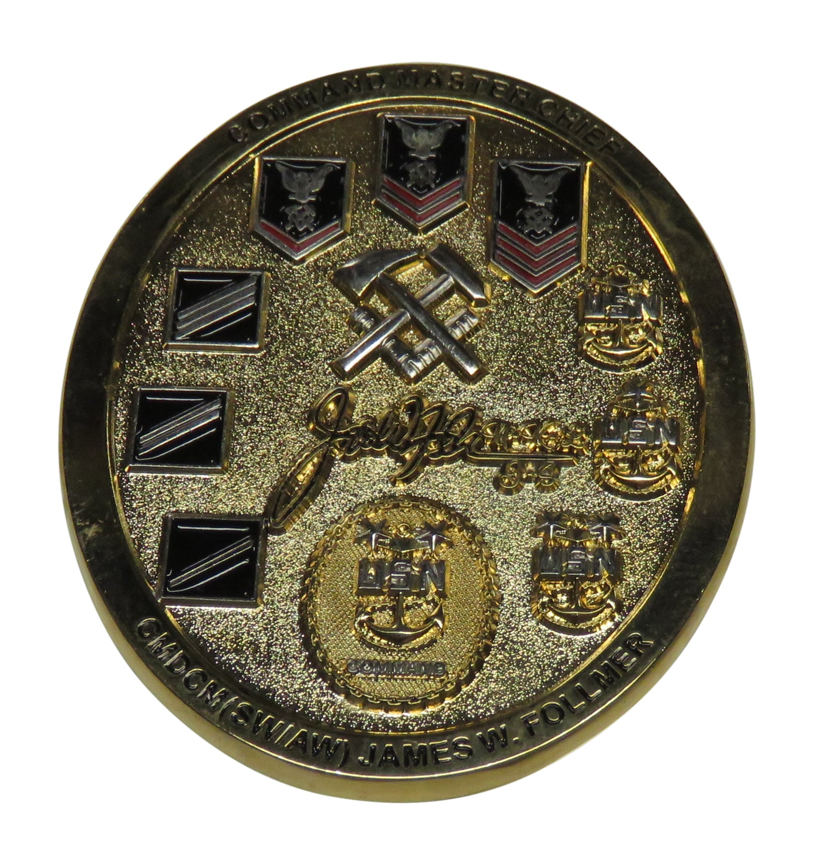 Command Master Chief James W. Follmer Retirement 29 Years Challenge Coin