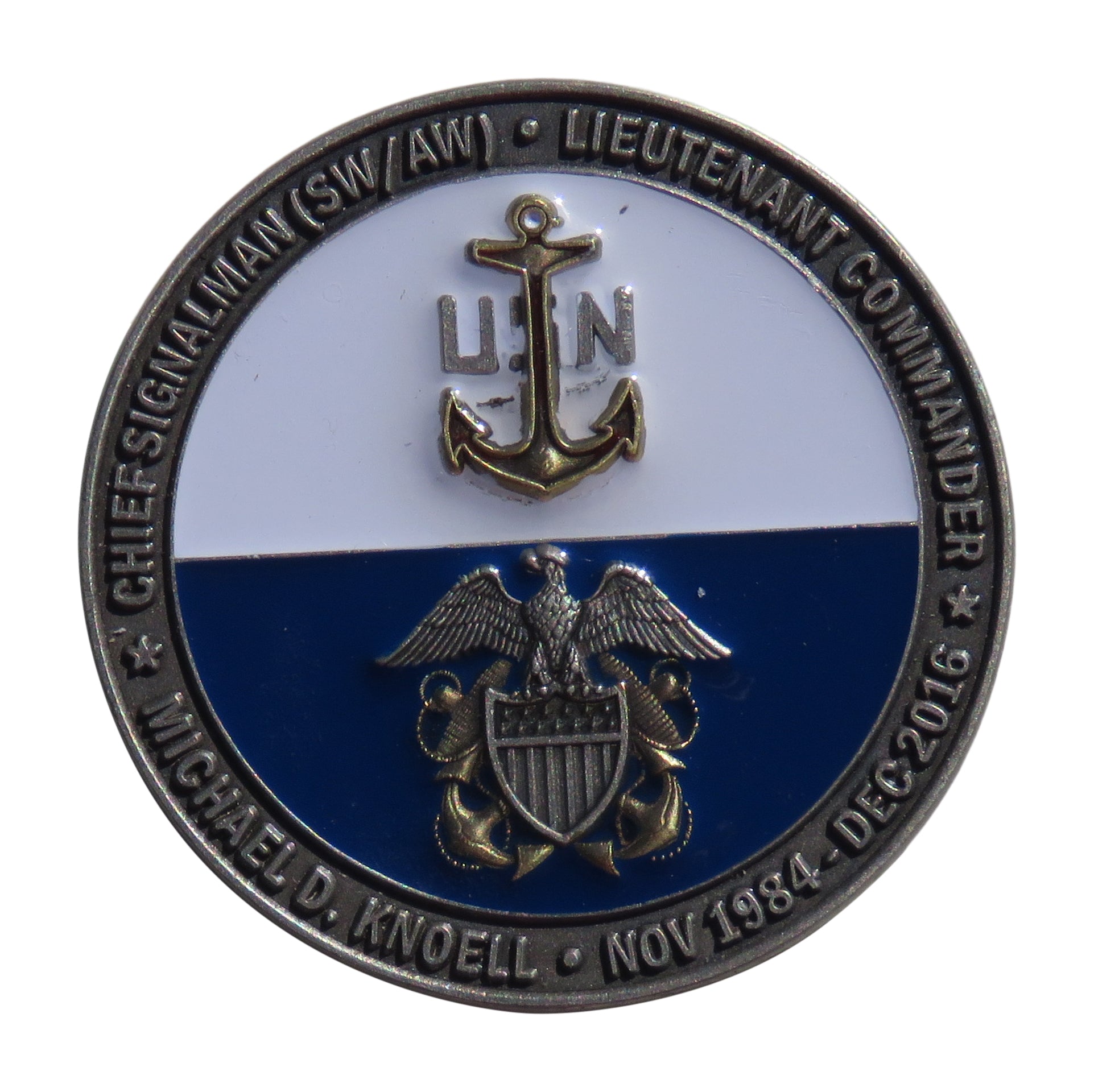 US Navy LT Commander Chief Signalman Michael Knoell Retirement Challenge Coin
