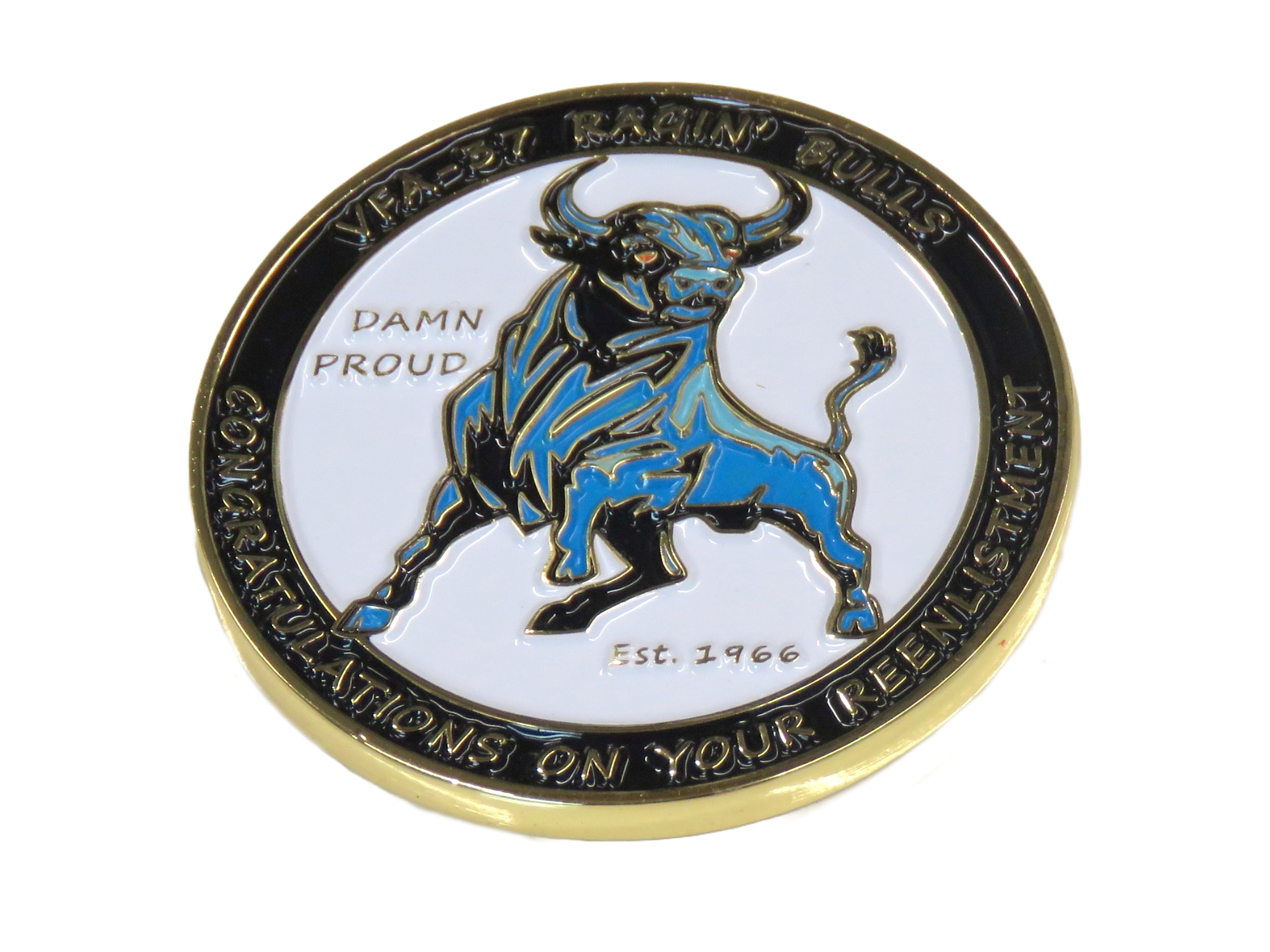 VFA-37 Raging Bulls Congratulations on your Reenlistment Challenge Coin
