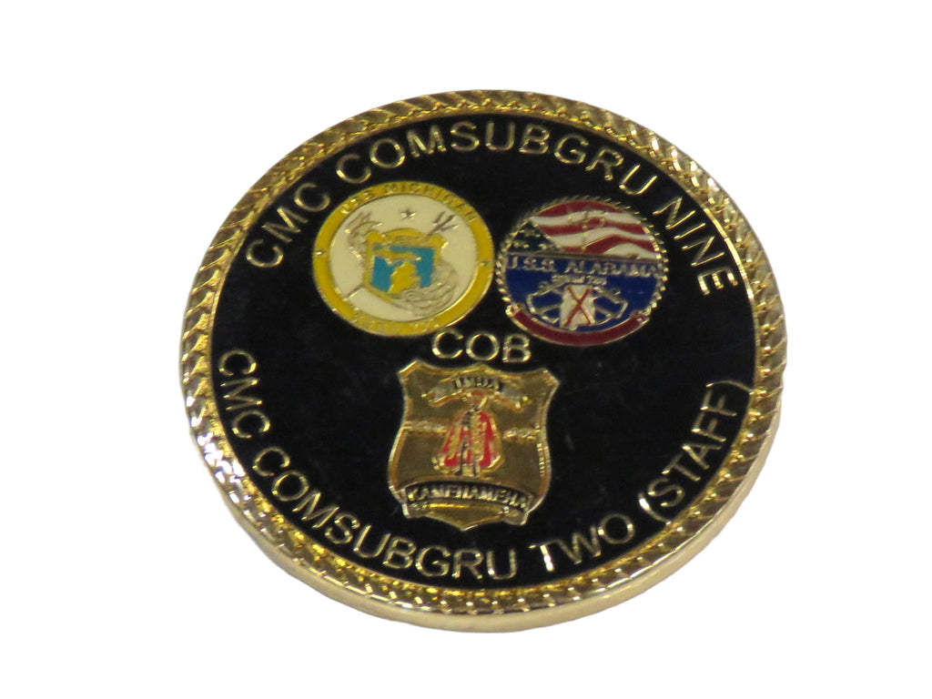 CMC Comsubgru 9 CMC Comsubgru 2  TMCM (SS) Bud Atkins U.S. Navy Challenge Coin