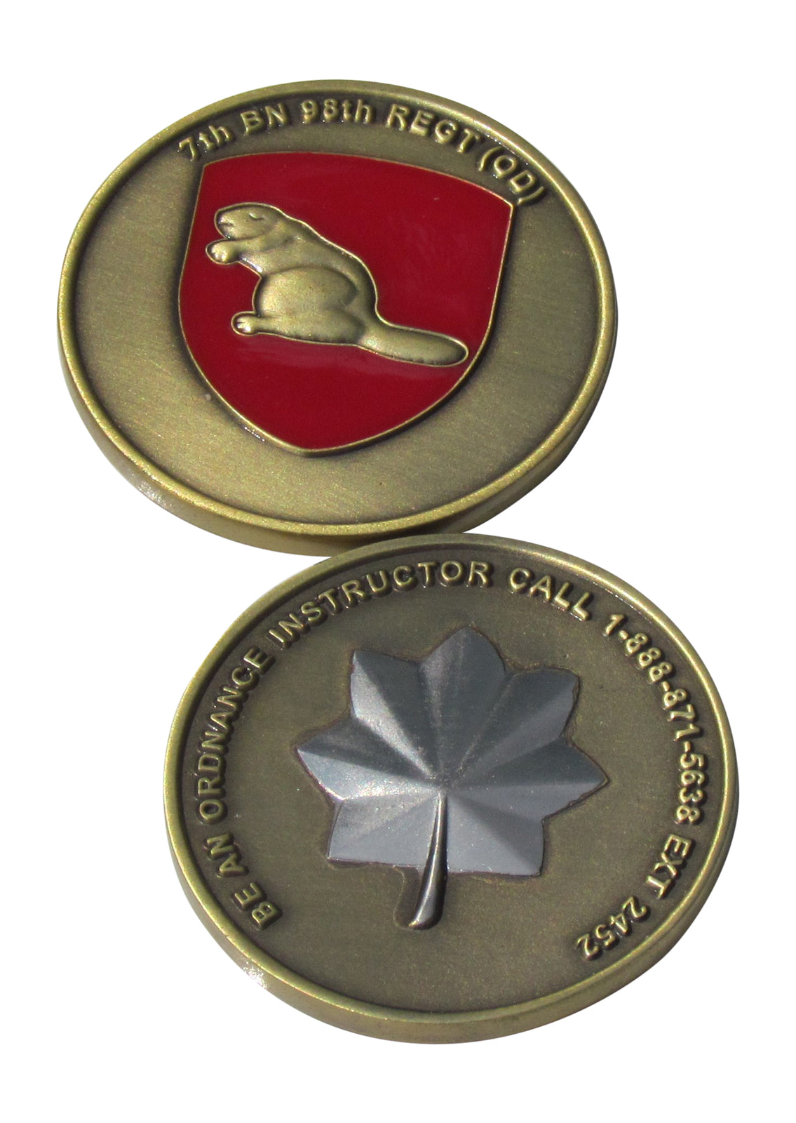 7th BN 98th Regiment OD Ordnance Instructor Challenge Coin