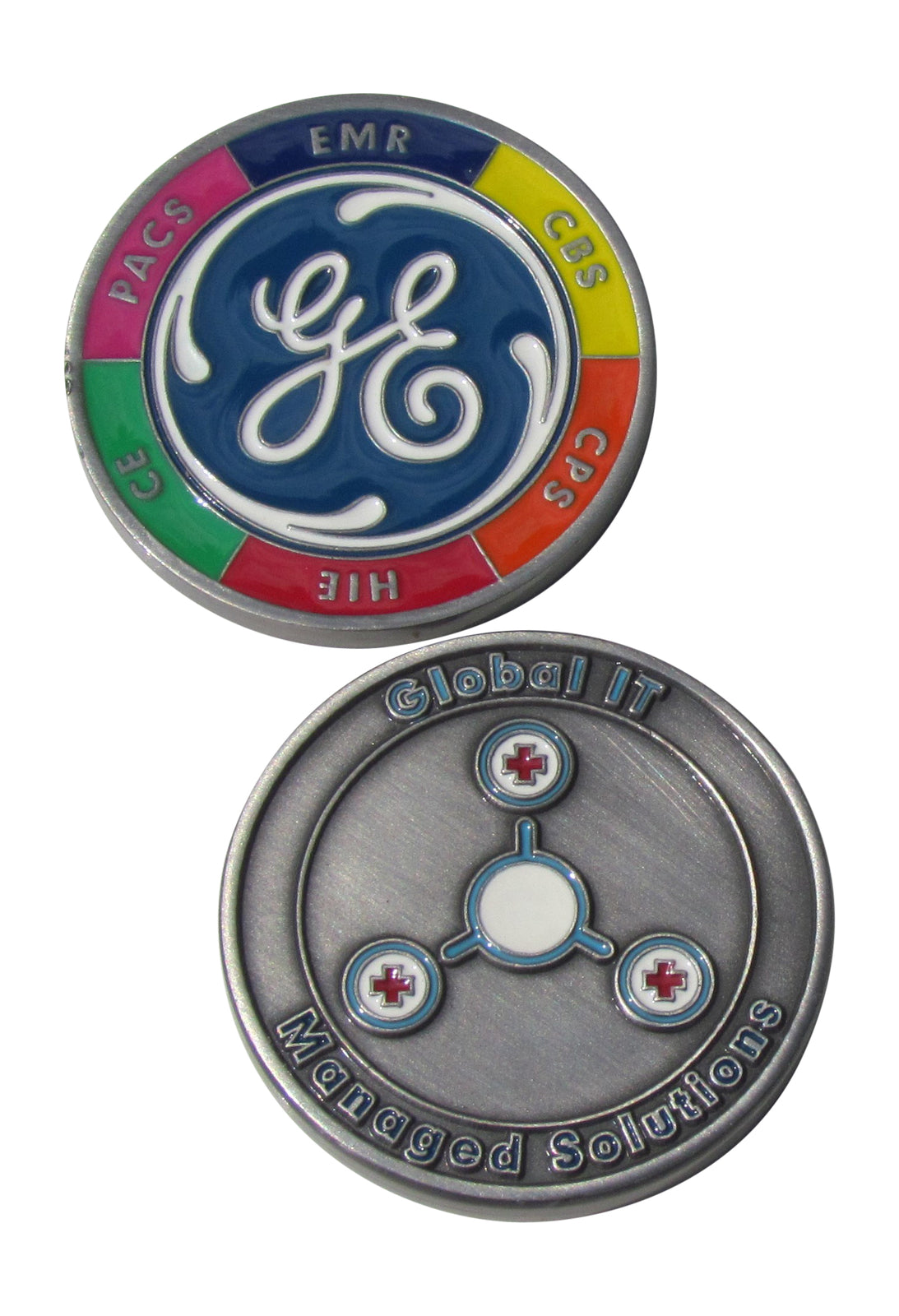 GE Global IT Managed Solutions Gray Challenge Coin