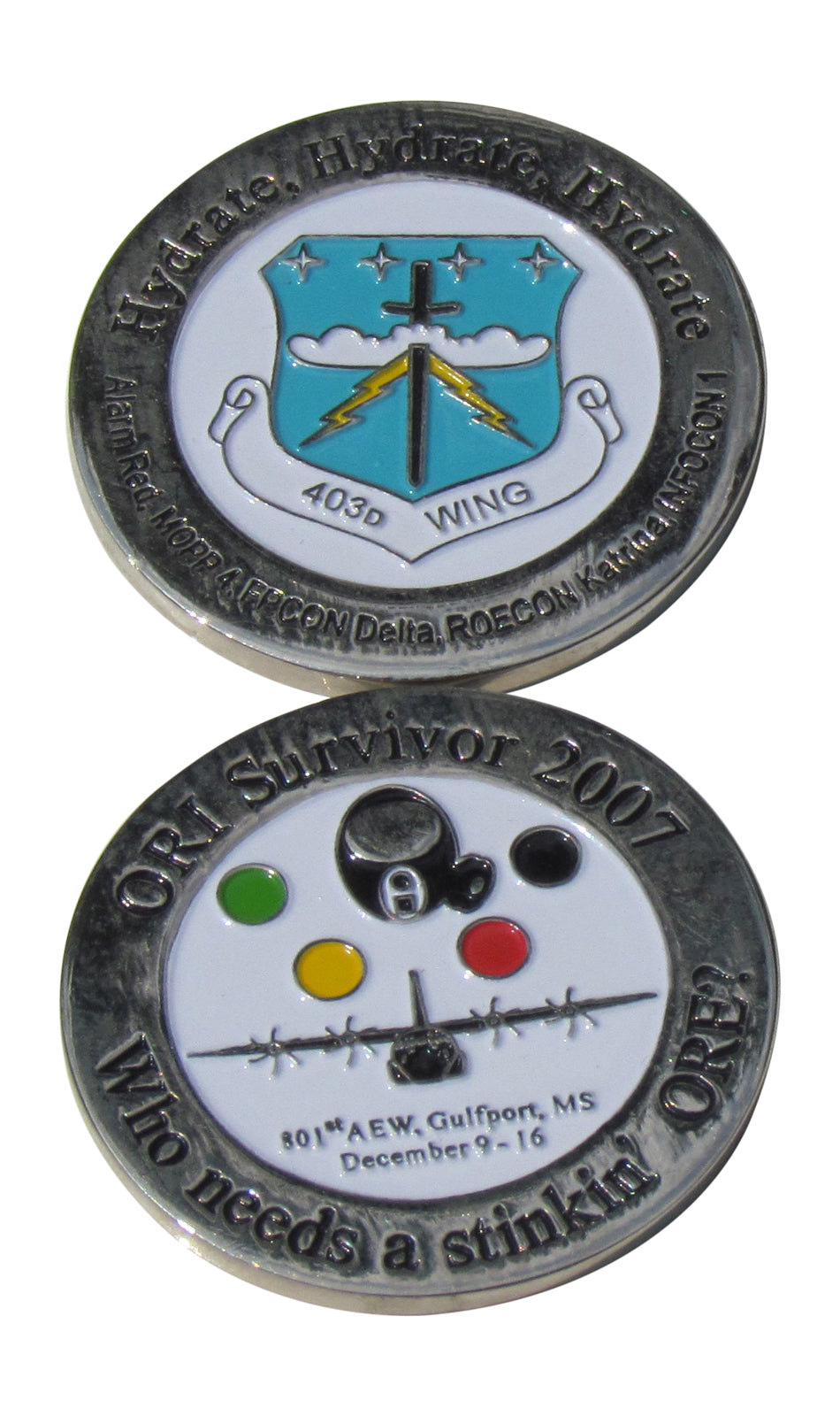 403D Wing,801st AEW Gulfpo0rt MS ORI Survivor 2007 Challenge Coin