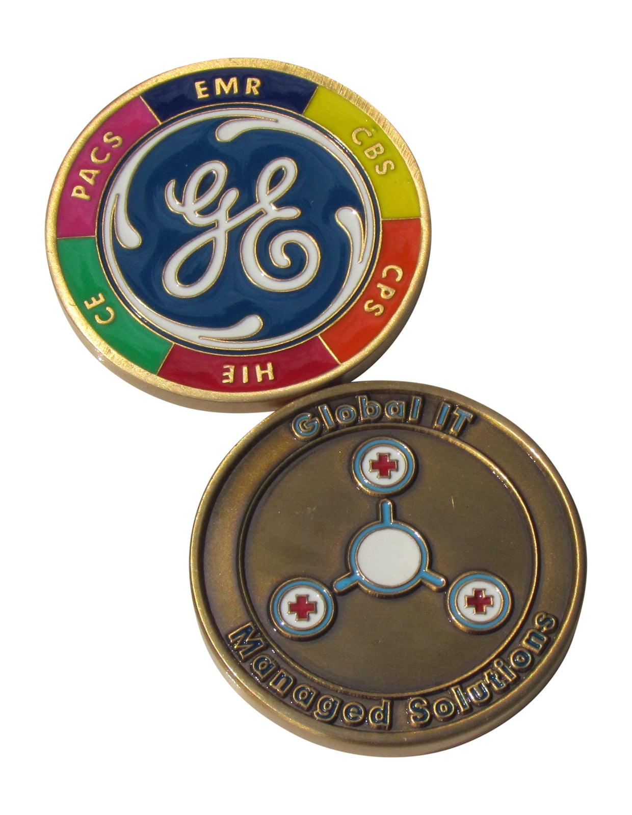 GE Global IT Managed Solutions Brass Challenge Coin