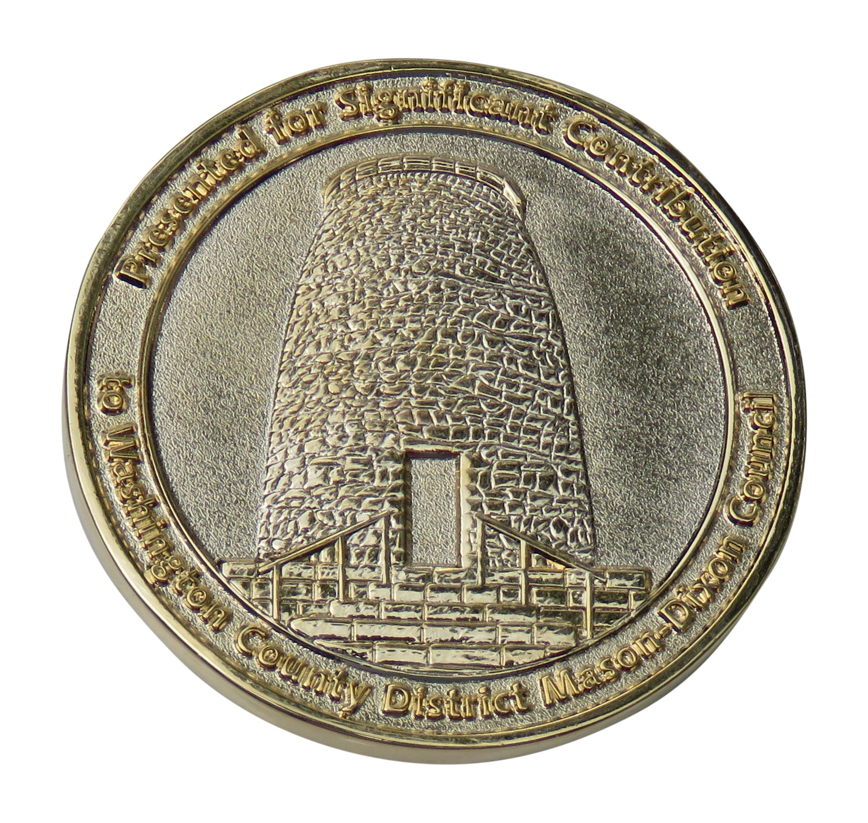 Presented for Significant Contribution to Washington County District Mason - Dixon Council Challenge Coin
