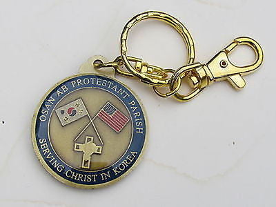 US Air Force Protestant Parish Osan Air Base Key Chain Challenge Coin