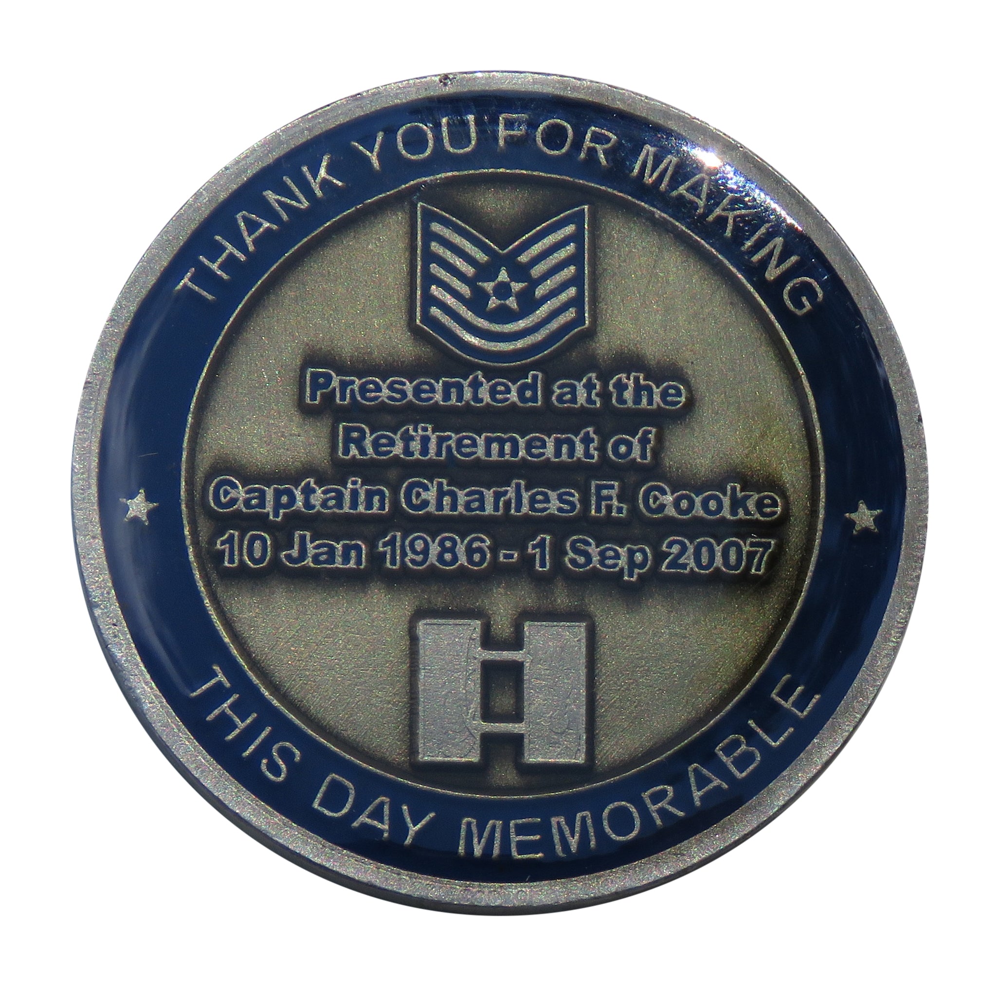 US Air Force Retirement of Captain Charles F. Cooke Challenge Coin