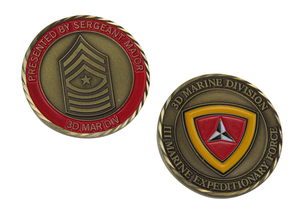 US Marine 3D Marine Division, Presented by Sergeant Major Challenge Coin