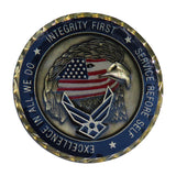 US Air Force Presented by the First Sergeant, Eagle with US Flag Face Challenge Coin
