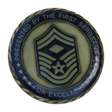 US Air Force Presented by the First Sergeant, Eagle with US Flag Face Challenge Coin
