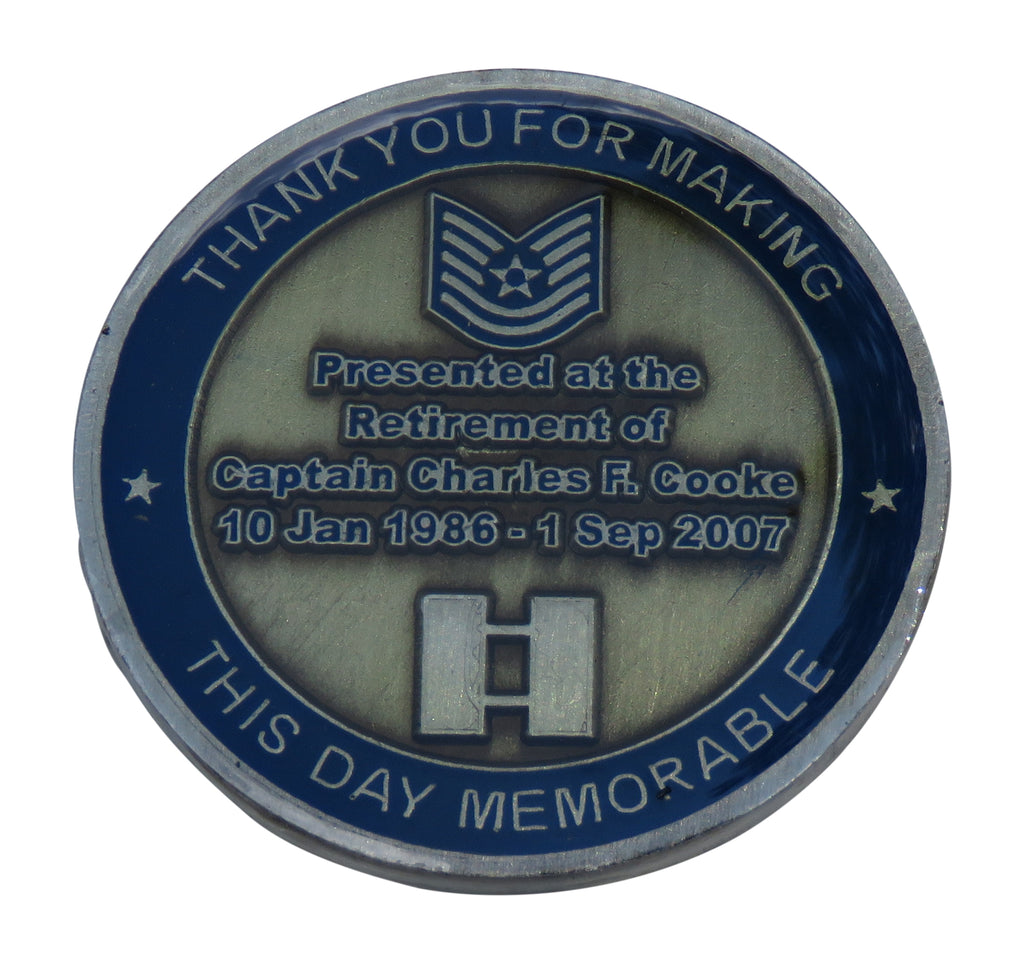 US Air Force Retirement of Captain Charles F. Cooke Challenge Coin