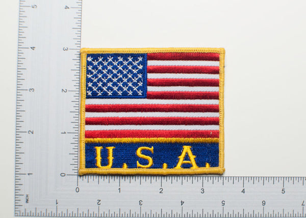 Gold Border USA Flag Patch